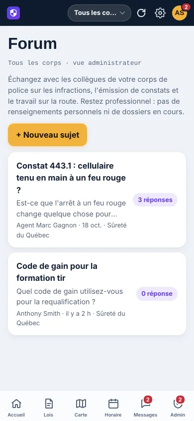 Forum d'un corps de police